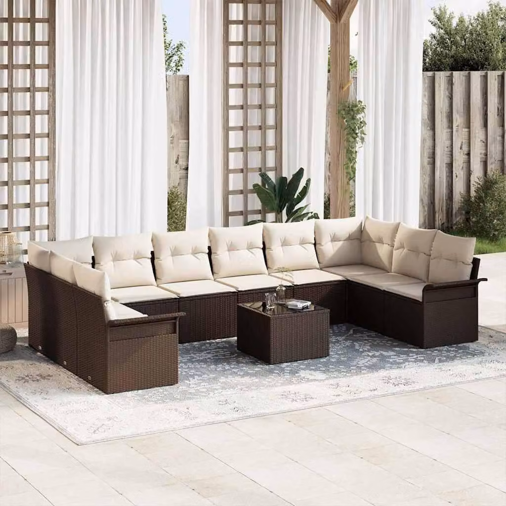 Maison Exclusive - Set Divano da Giardino con cuscino 11 pcs Grigio Poly Rattan