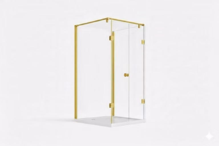 Glaswerk Westfalen - Cabina doccia angolare Emma, 90x90x90x195 cm, inclusa la doccetta / finitura dorata