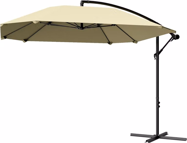 Ombrellone a sbalzo in alluminio Ø 260 cm ombrellone, impermeabile a manovella con supporto, manovella, protezione dal vento, ombrellone da mercato inclinabile ombrellone da giardino inclinabile protezione dal sole per balcone giardino terrazza beige Aoso