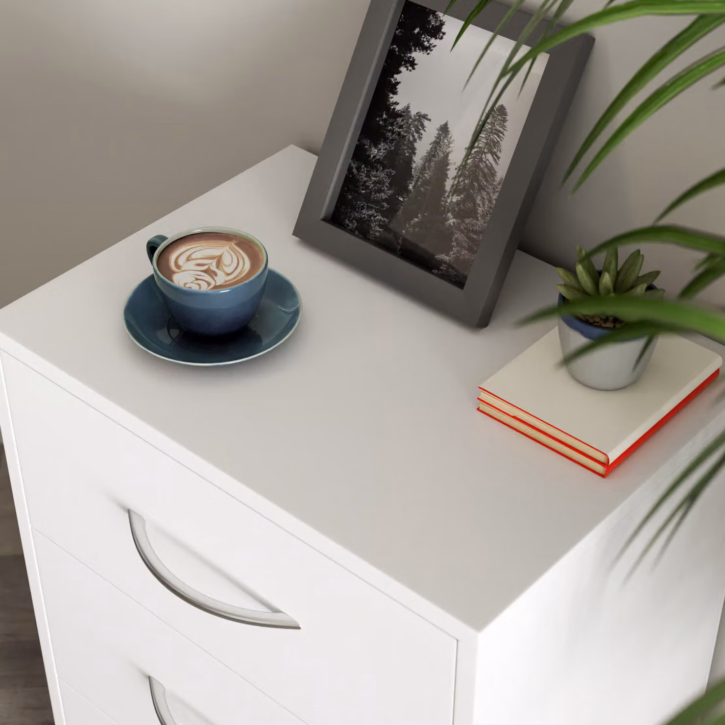 Comodino sospeso CASARIA bianco opaco con illuminazione integrata L: 54 cm, P: 39 cm, H: 28 cm – 2