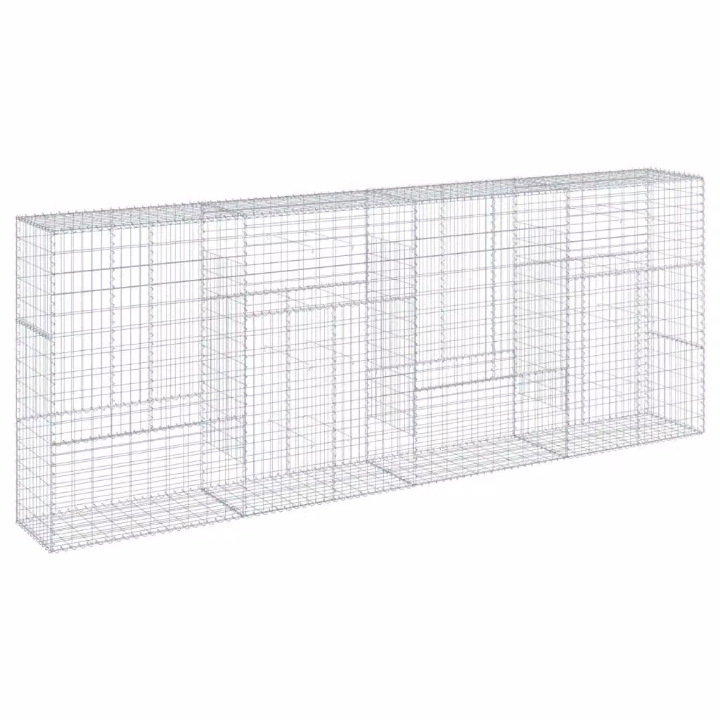 vidaXL Cesto Gabbione con Copertura in Ferro Zincato Grigio L: 400 cm, P: 50 cm, H: 150 cm – 2