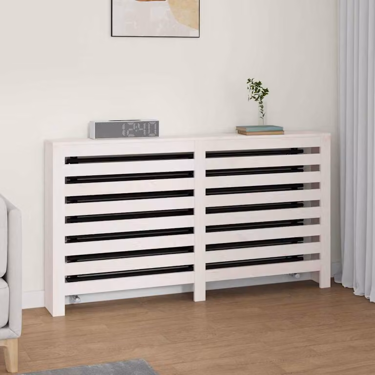 Copertura Termosifone vidaXL in Legno Massello di Pino Bianco L: 153 cm, P: 19 cm, H: 84 cm