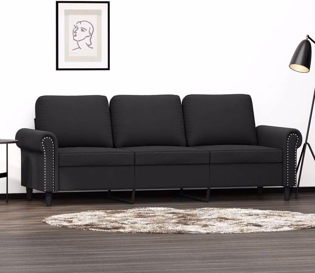 Maison Exclusive - Divano a 3 posti nero 180 cm velluto