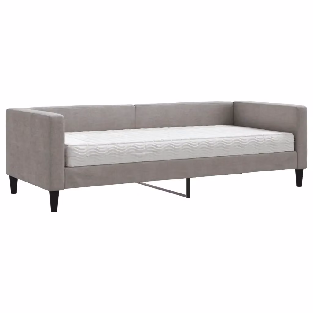 Divano Letto Moderno vidaXL in Tessuto con Materasso in Schiuma, Colore Grigio e Beige, L/P/H: 223 x 80 x 68 cm – 2