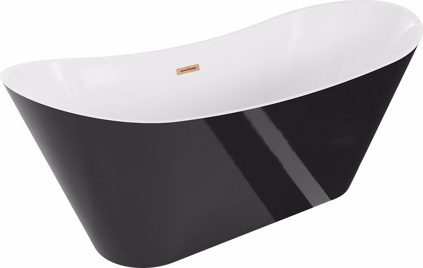 Mexen Celia vasca da bagno indipendente 170 x 75 cm, bianca/nera, troppopieno rame spazzolato - 52331707575-65