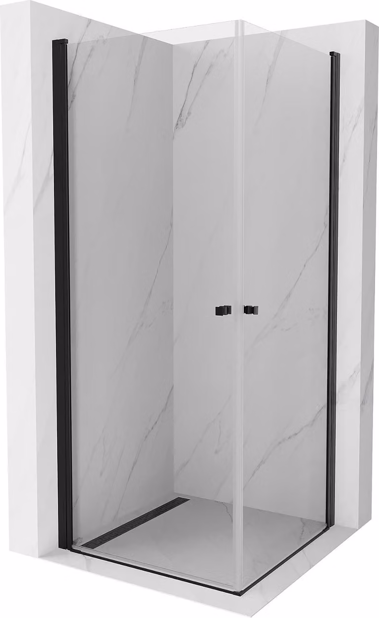 Mexen Pretoria Duo cabina doccia a battente 90 x 90 cm, trasparente, nero - 852-090-090-70-00-02