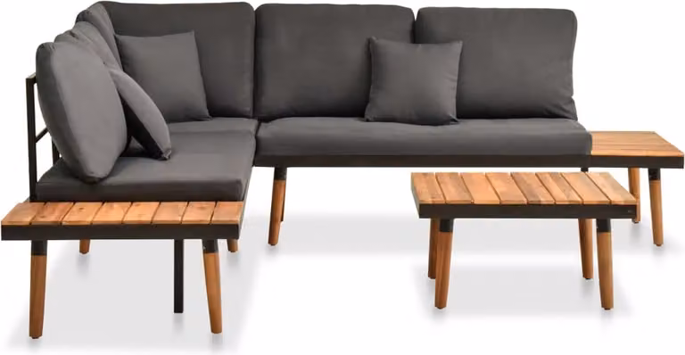 vidaXL Set da giardino 4 pezzi con cuscini in legno massello di acacia