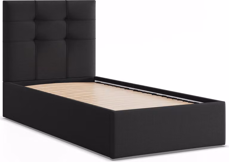 Letto imbottito con testiera 90x200 cm, nero