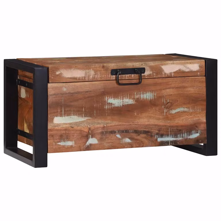Cassapanca da stoccaggio vidaXL in legno stile industriale, multicolore, L 60 x P 30 x H 30 cm