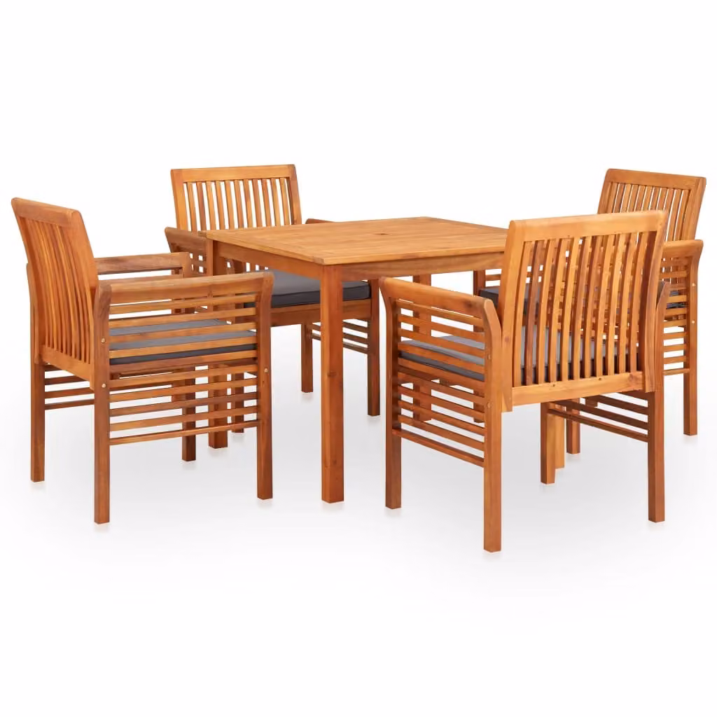 The Living Store Set da pranzo da giardino 5 pezzi con cuscini in legno massiccio di acacia