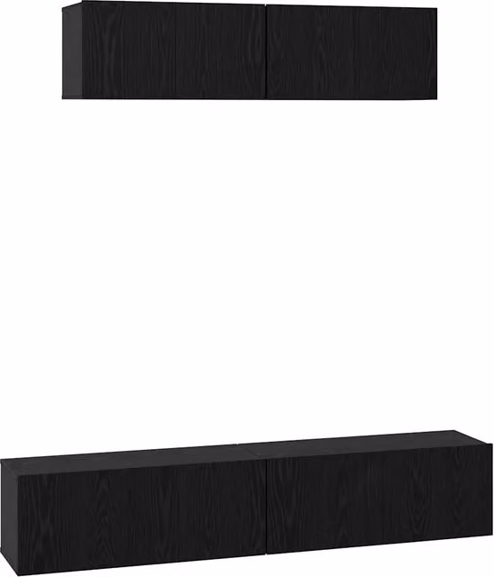 Set mobile TV 4 pz | Armadietto TV | Mobile Porta TV Rovere Nero Legno multistrato
