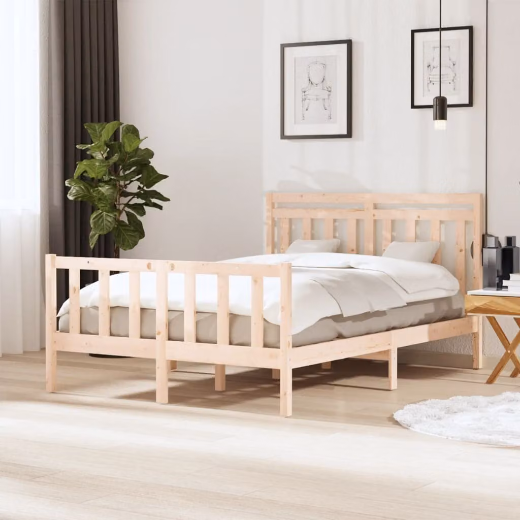The Living Store Letto in legno massiccio 140x200 cm