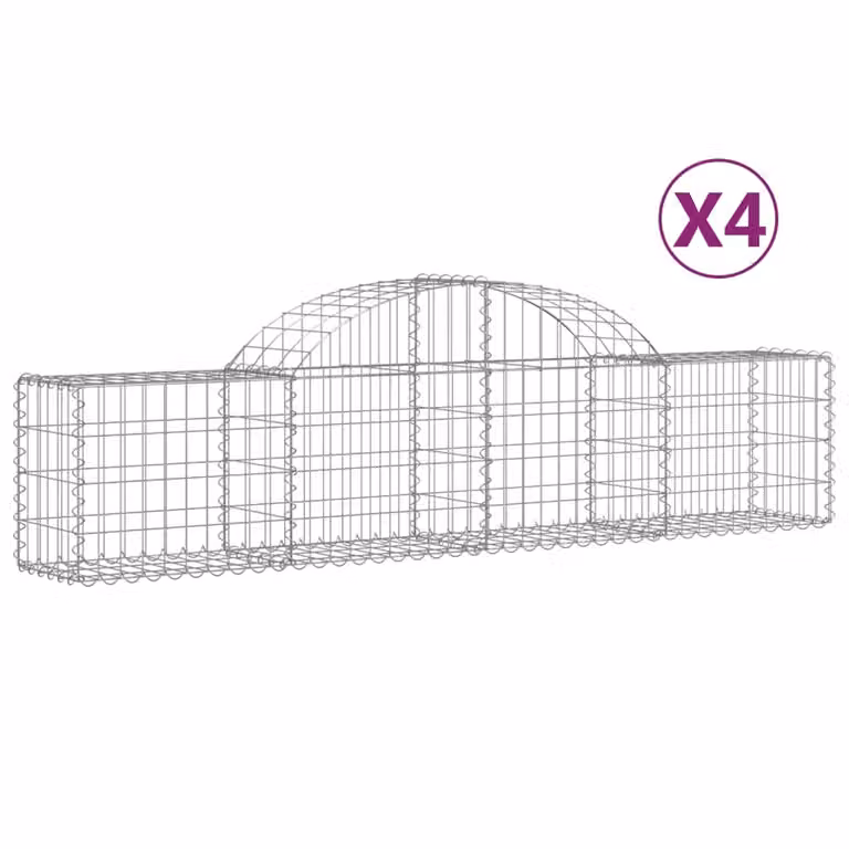 Cesti Gabbioni ad Arco 4 pz 200x30x40/60 cm Ferro Zincato