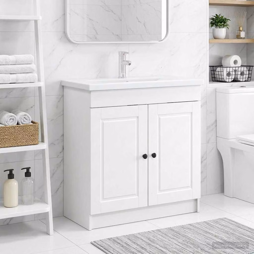 Mobiletto da bagno sotto il lavello vidaXL Bianco L: 56 cm, P: 37,5 cm, H: 81 cm