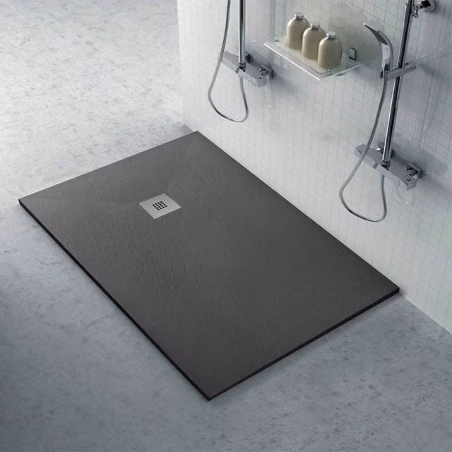 Piatto doccia rettangolare Karen in resina minerale colore antracite L: 120 cm, P: 75 cm