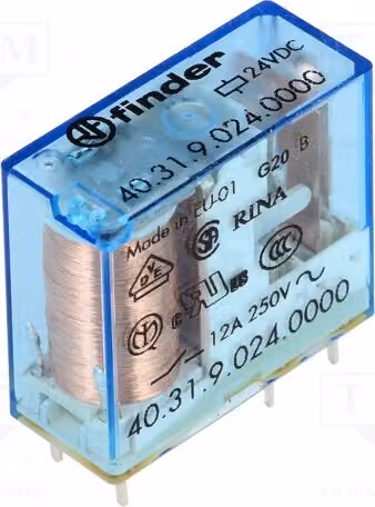 1 relè: bobina elettromagnetica, 24 VDC, 10 A / 250 VAC, Mini 40.31.9.024.0000 Ele
