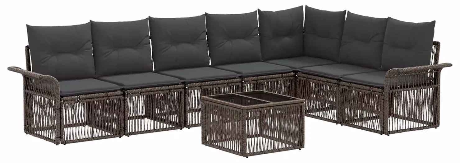 Set Divano da Giardino 8 pcs Grigio polyrattan