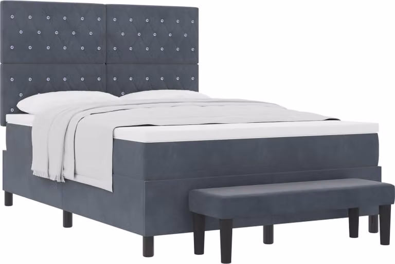 Letto a molle con testiera Grigio scuro 200 x 160 cm Velluto