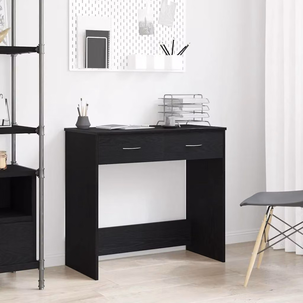 Scrivania moderna vidaXL in legno ingegnerizzato nero con cassettiera L 80 x P 40 x H 75 cm