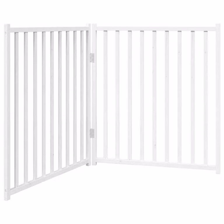Cancello Cani Pieghevole 2 Pannelli Bianco 160cm Massello Abete