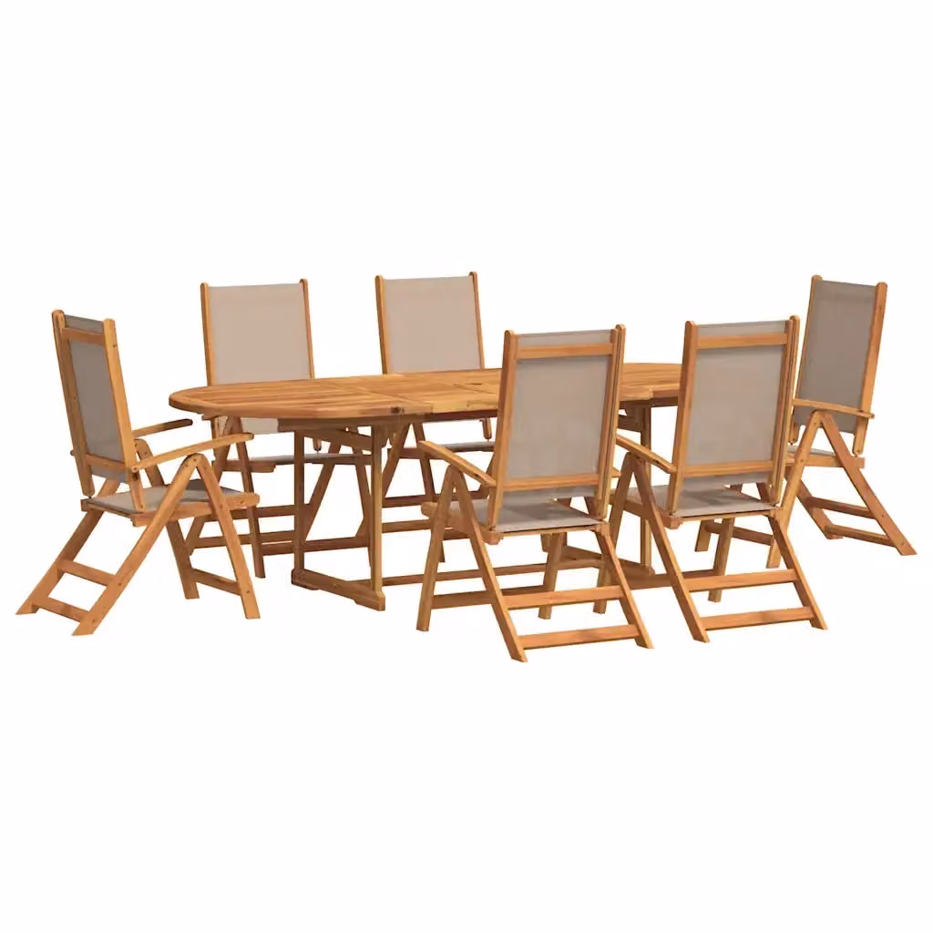 Set da giardino vidaXL composto da 7 pezzi in legno di acacia oliato e textilene, colore beige e marrone – 2