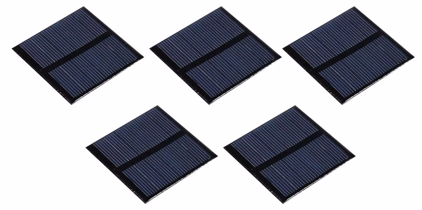 Mini pannello solare, confezione da 5, 3 V, 0,375 W, 125 mA, 52x52 mm