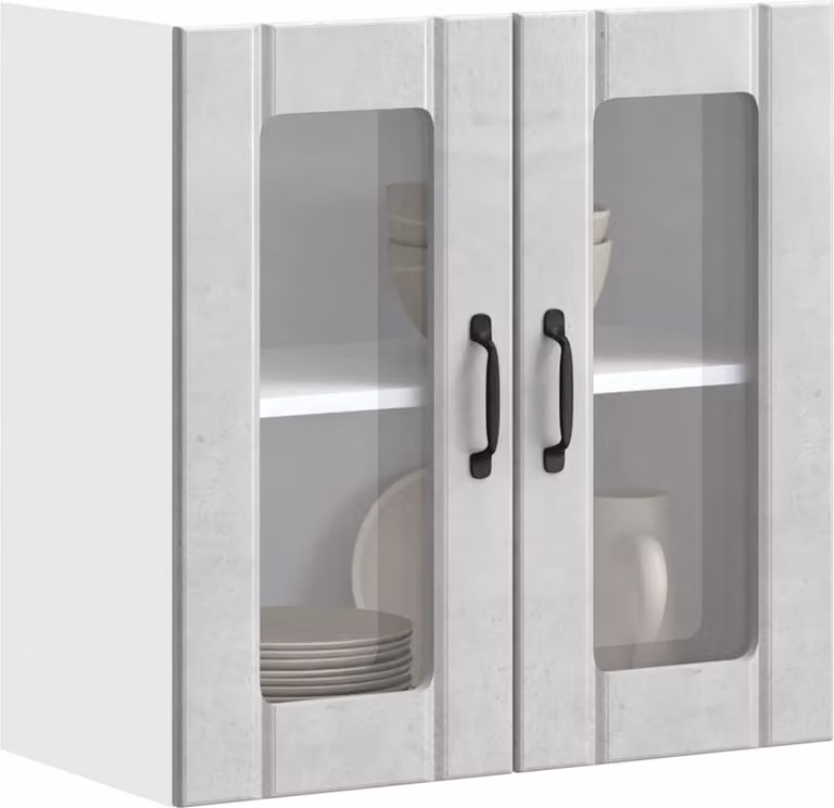 Pensile da Cucina con Porta in Vetro Lucca Grigio Cemento