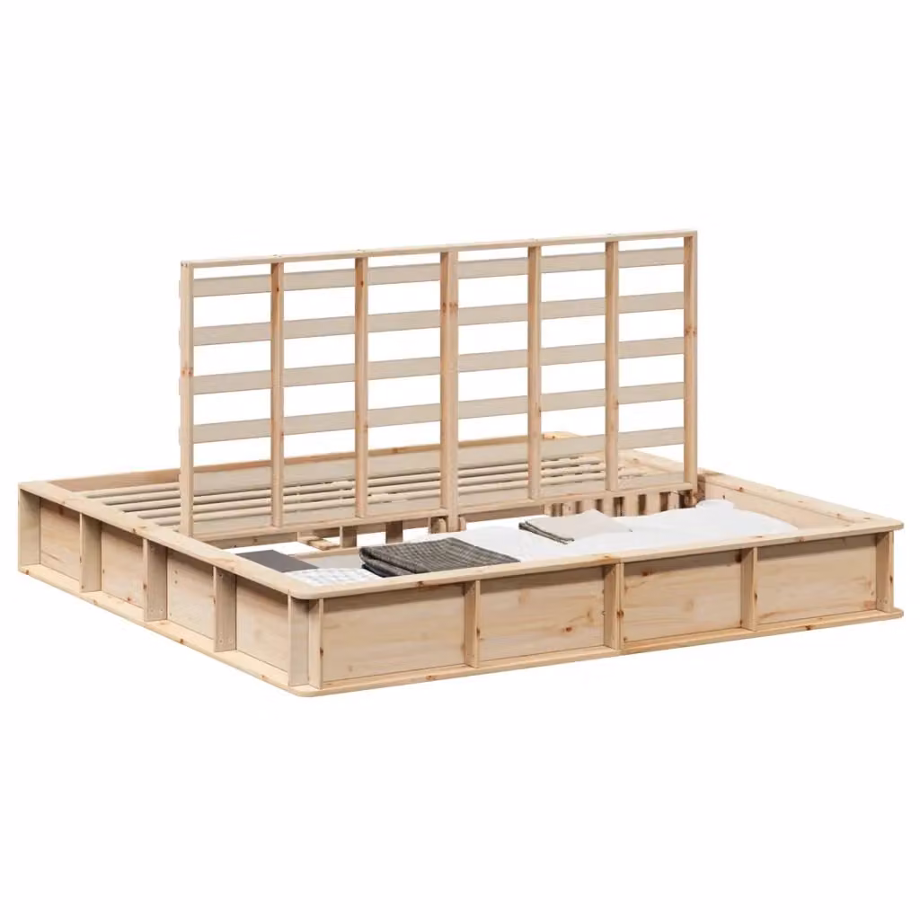 Struttura del letto moderna vidaXL in pino massello marrone L/P/H: 200 x 180 x 210 cm – 2