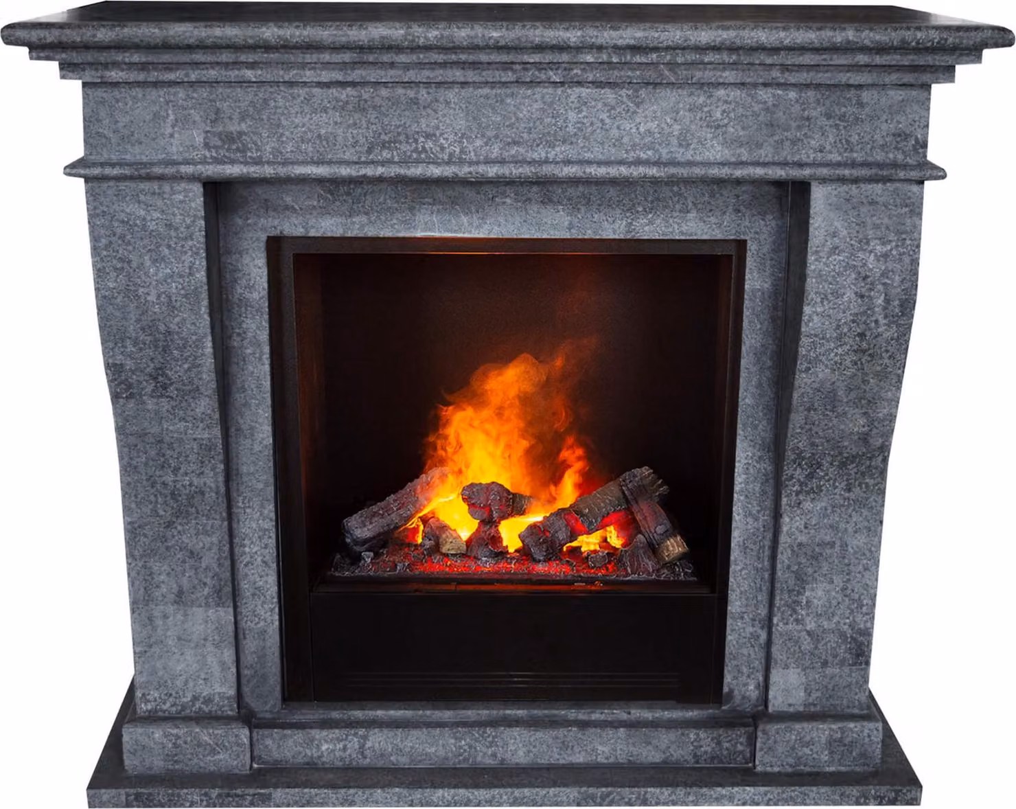 Caminetto a vapore acqueo Xaralyn - Kreta EC6-SWU - pietra naturale nera - con telecomando - caminetto elettrico Opti-Myst - caminetto da incasso incluso - caminetto decorativo