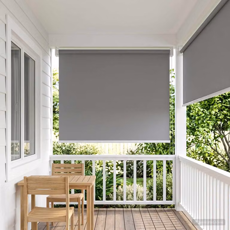 vidaXL Tenda da sole a rullo con protezione UV in poliestere, Grigio Chiaro, L: 140 cm, H: 105 cm
