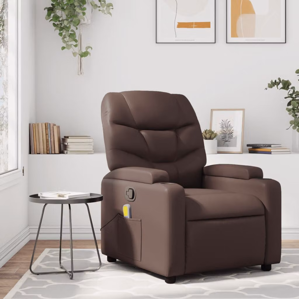 Poltrona relax reclinabile vidaXL in similpelle marrone con braccioli