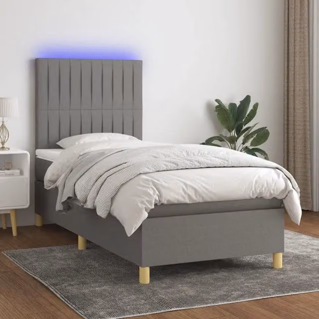Letto Ibrido con Materasso a Molle Insacchettate vidaXL, Grigio, L: 100 cm, P: 200 cm, H: 203 cm – 1