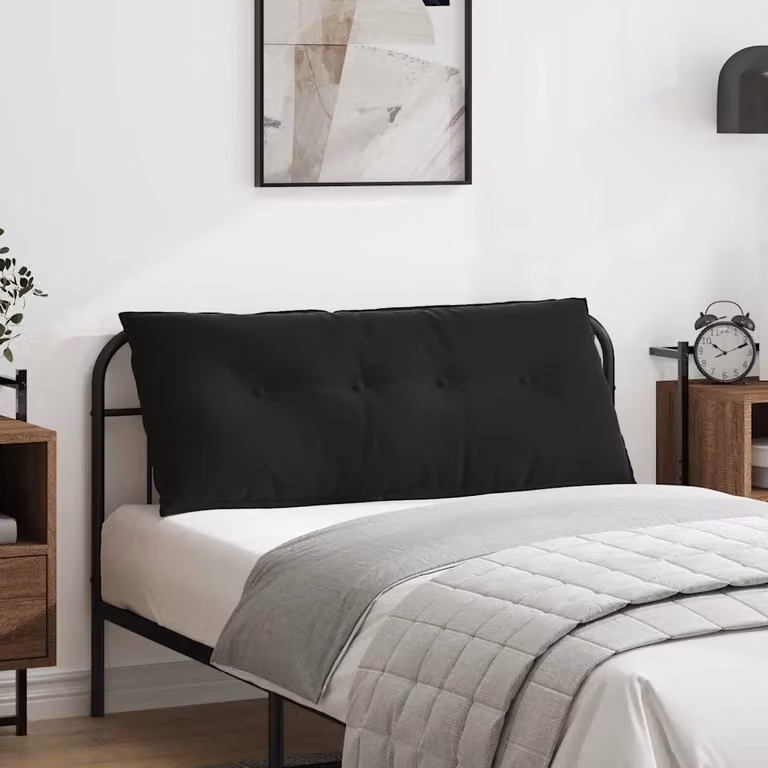 Cuscino per schiena vidaXL in tessuto a coste nero L 120 cm x P 50 cm