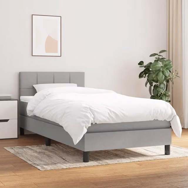 Giroletto a Molle con Materasso-Struttura Letto Grigio Chiaro 80x200 cm Tessuto 331939