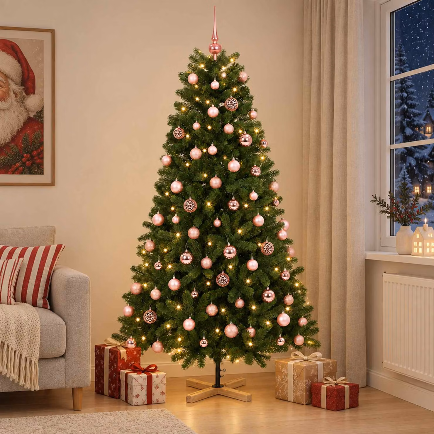 vidaXL Albero di Natale artificiale con palline 240 cm 300 LED