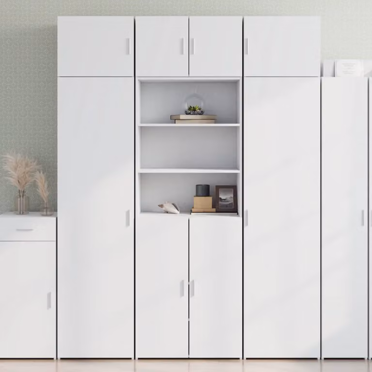 vidaXL Credenza Moderna Bianca in Legno e MDF con Ante a Battente e Ripiani Interni L: 70 cm, P: 42,5 cm, H: 185 cm