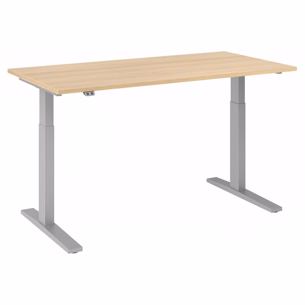 Scrivania regolabile in altezza XMKA | 2 motori | 120-180 cm | elettrica | rovere, colore telaio:argento, dimensioni piano d'appoggio:160 x 80 cm