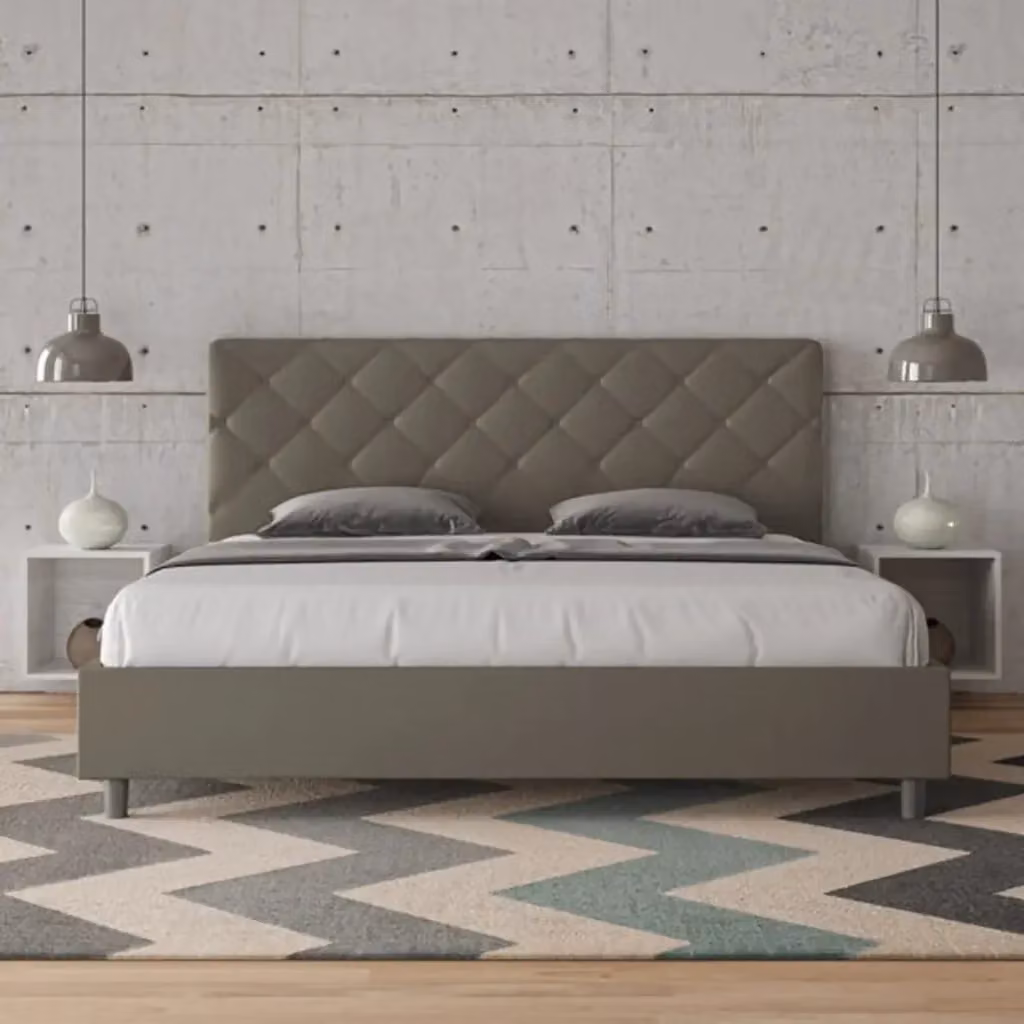 Letto contenitore imbottito Ityhome Priya in similpelle beige L/P: 180 x 190 cm – 2