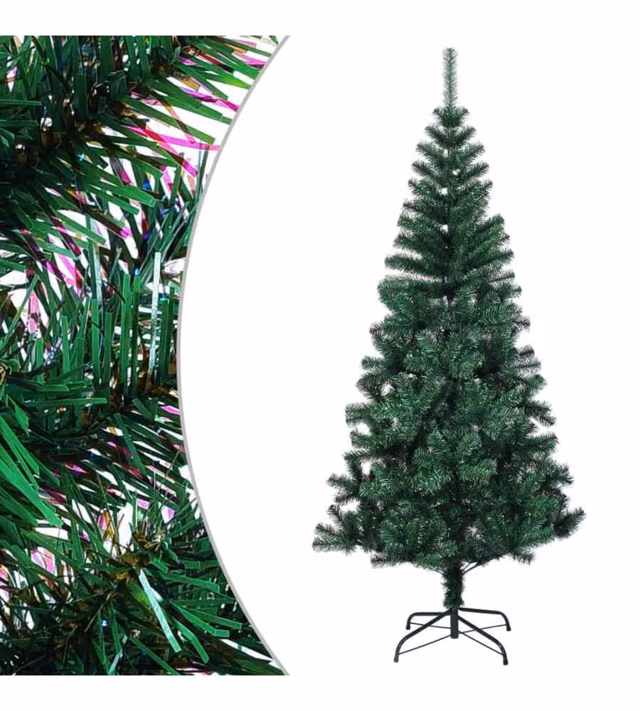 Albero di Natale Artificiale Punte Iridescenti Verde 120 cm PVC