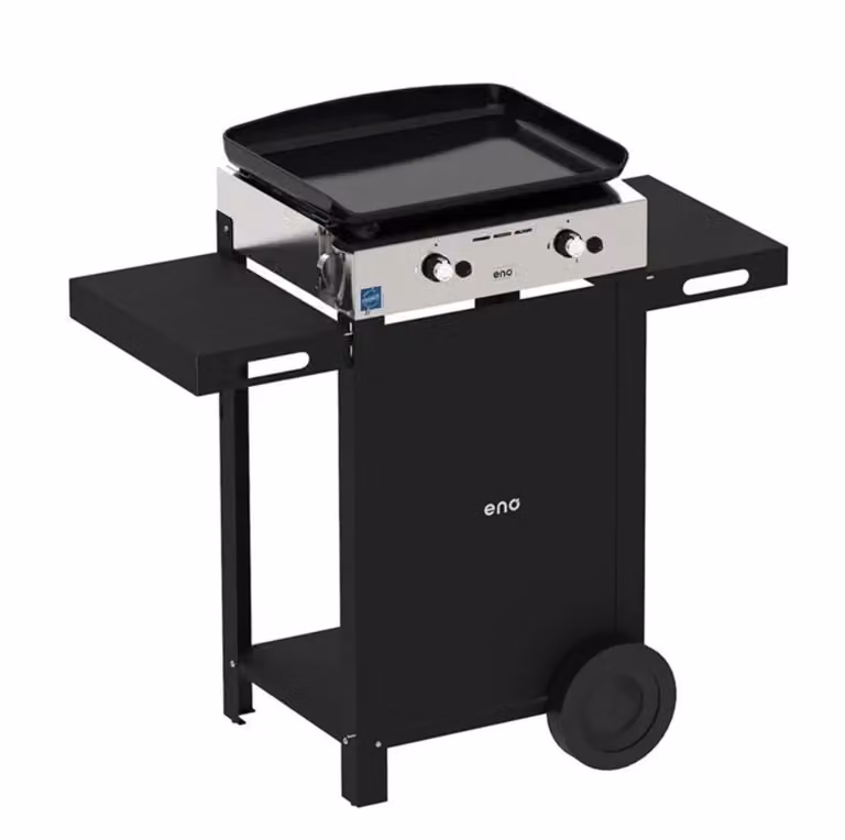 Combo Plancha a gas Initial 50 inox e nero con carrello Enò