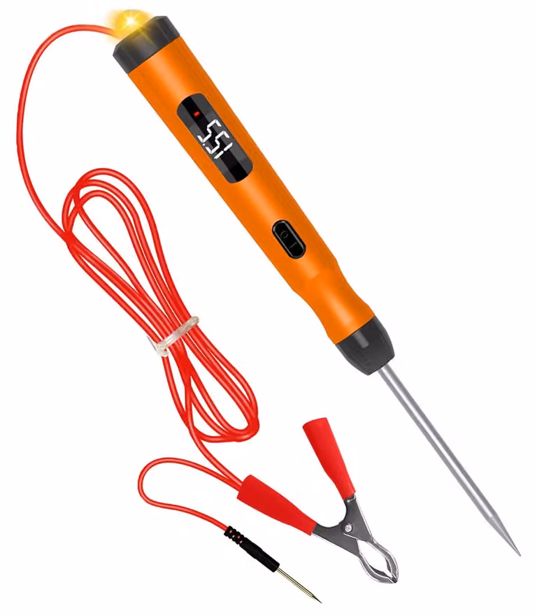 Tester per auto con lampada di prova per correnti continue da 6 V, 12 V e 24 V, dotato di tester per circuiti a LED digitale
