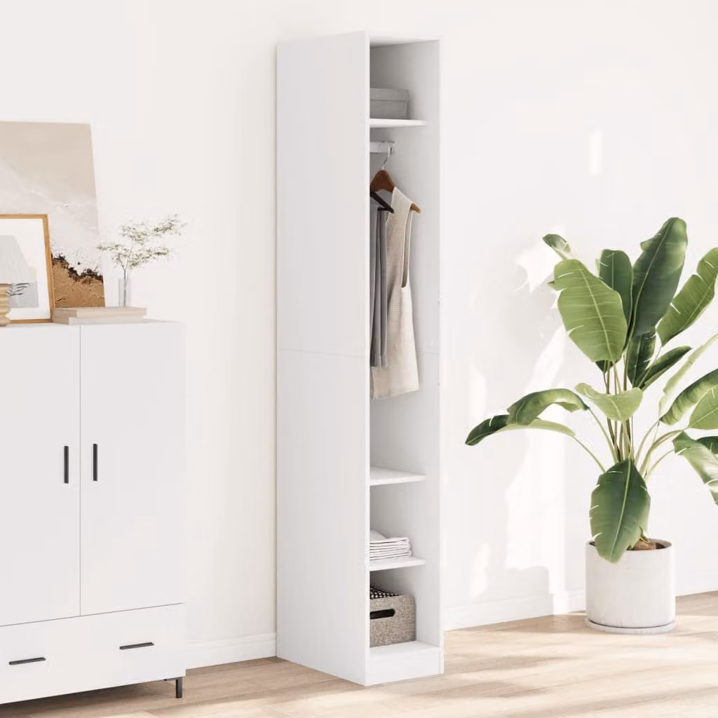 vidaXL Armadio Bianco in Legno MDF con Ripiani e Appendiabiti L: 50 cm, P: 30 cm, H: 200 cm