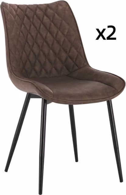 Sedia da sala da pranzo 85,5 cm in similpelle marrone e metallo, set da 2
