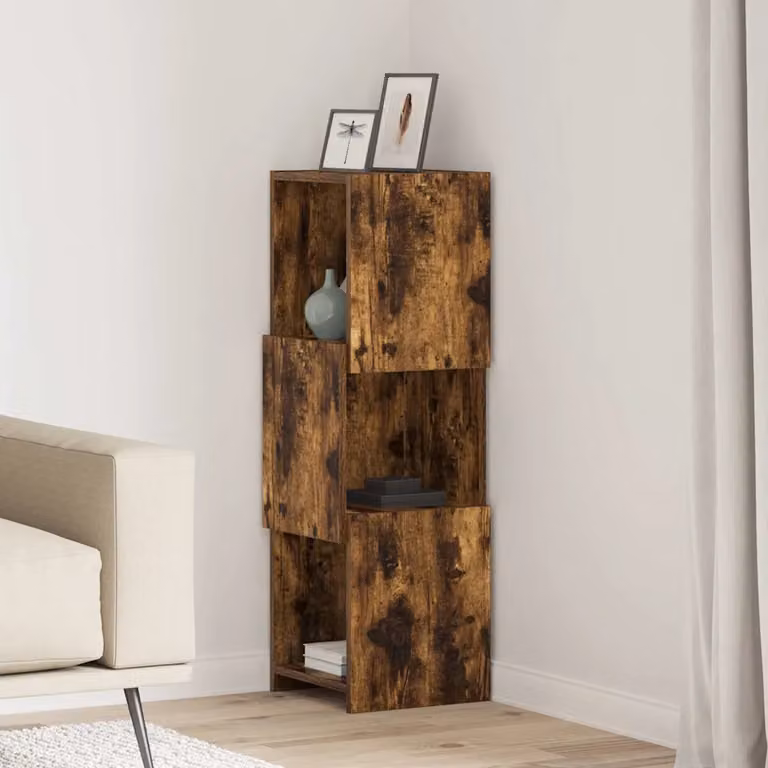 Mobile angolare vidaXL in legno ingegnerizzato Rovere fumé, L 30,5 cm x P 30 cm x H 95 cm