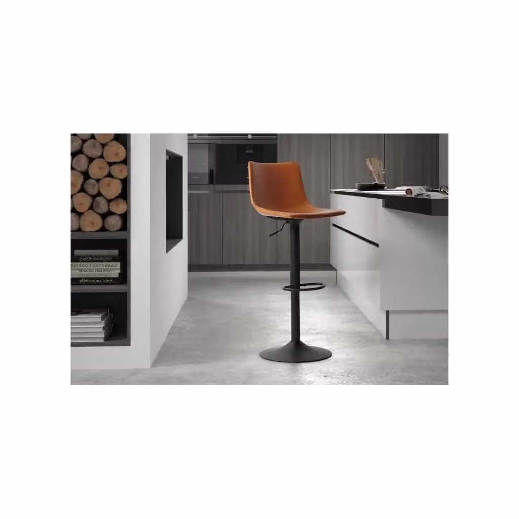 Sgabello da bar stile vintage Meublorama colore marrone in ecopelle e metallo Collezione SOUL – 2