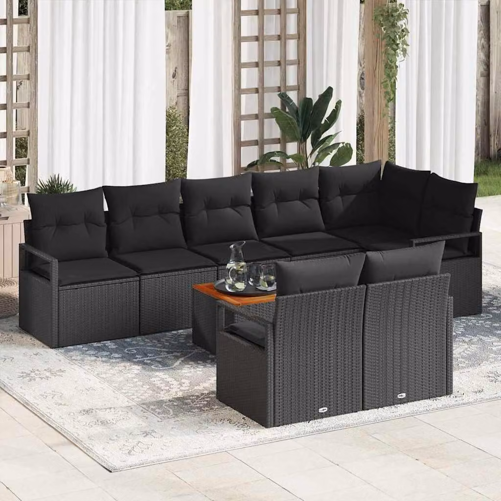 Maison Exclusive - Set Divano da Giardino con cuscino 9 pcs Nero polyrattan