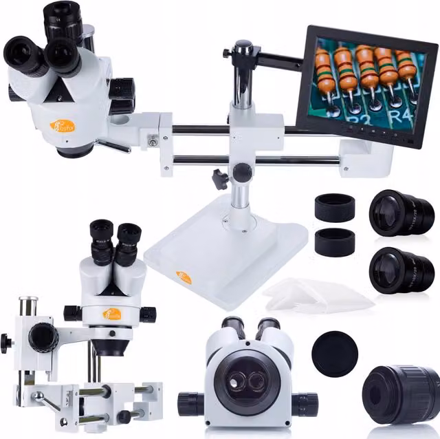 Microscopio Stereoscopico Trinoculare Jupiter Pro MSJP-T-SDMS1 Rosfix Bianco con Display da 8 pollici e Supporto