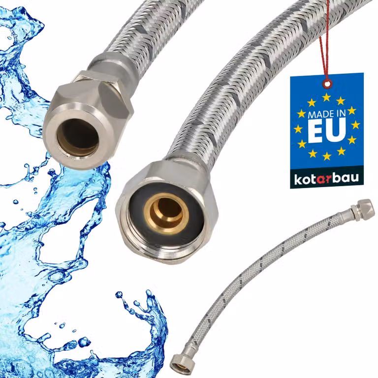 KOTARBAU® Tubo Flessibile per Rubinetto 1/2" x 3/8" Tubo di Raccordo 30 cm Dado Girevole x Raccordo a Pressare Acciaio Inox