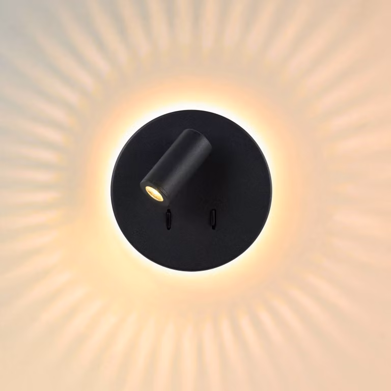 Lucide Applique da parete a LED Bentjer, Nero, Camera da letto, Metallo, Moderno, Applique a LED
