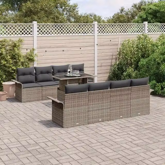 Set Divano da Giardino 9 pz Grigio 3356982